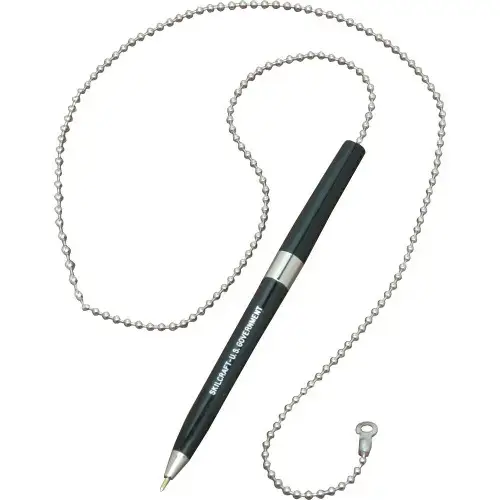PEN, BALLPOINT, WITH CHAIN, BLACK, MEDIUM POINT